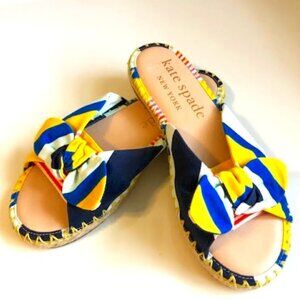 New KATE SPADE NY Saltie Shore Oceanside Multi-Stripe Espadrille Slides 8